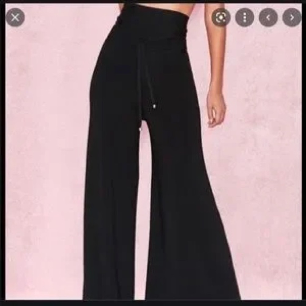 House of CB Caryss Elegant Black High-Waisted Wide-Leg Pants - Picture 4 of 7